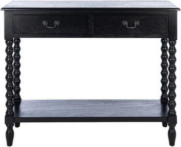 Furniture - Athena 2-Drawer Console Table - Black - Solid Wood - Farmhouse Classic Design - Ideal , 35.5" W x 13" D x