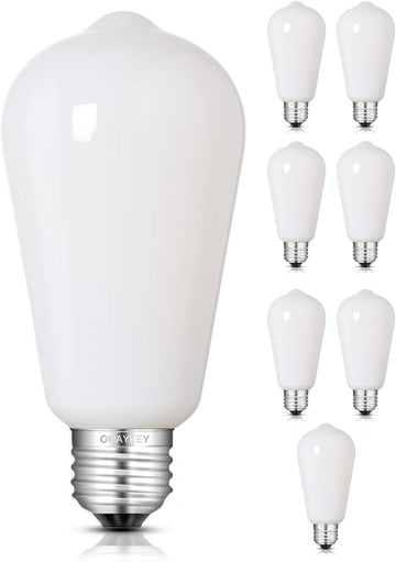 8W Dimmable ST58 Opal LED Bulbs, 4000K, 800 Lumens, 8 Packs