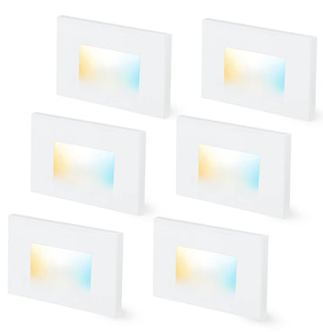 Dimmable Upgraded 3 Color 120V LED Indoor Outdoor Step Lights, 3000K/4000K/5000K 3W 100lm, Stair Light, White, 6 Pack