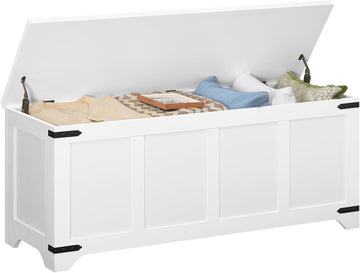47.2" Storage Chest Extra Large, Wooden Storage Bench with 2 Safety Hinges, Entryway Shoe Bench, 47.2x15.7x19.7 Inch