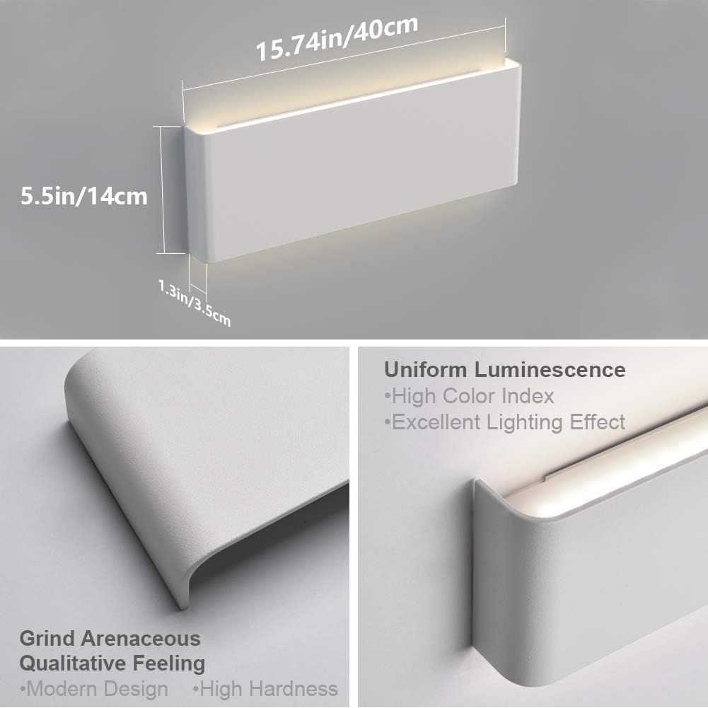 15.75in Matte White Modern Vanity Light Up and Down LED Vanity Light Wall Lighting Fixtures (Neutral White 4000K)