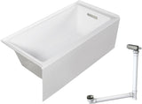 UATLN603220-R-BN Unity 60-in x 32-in x 20-in Alcove Acrylic Bathtub Kit With Right Hand Drain, White/Brushed Nickel