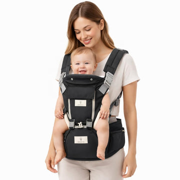 6 in 1 Ergonomic Baby Carrier with Hip Seat - Newborn to Toddler - Black