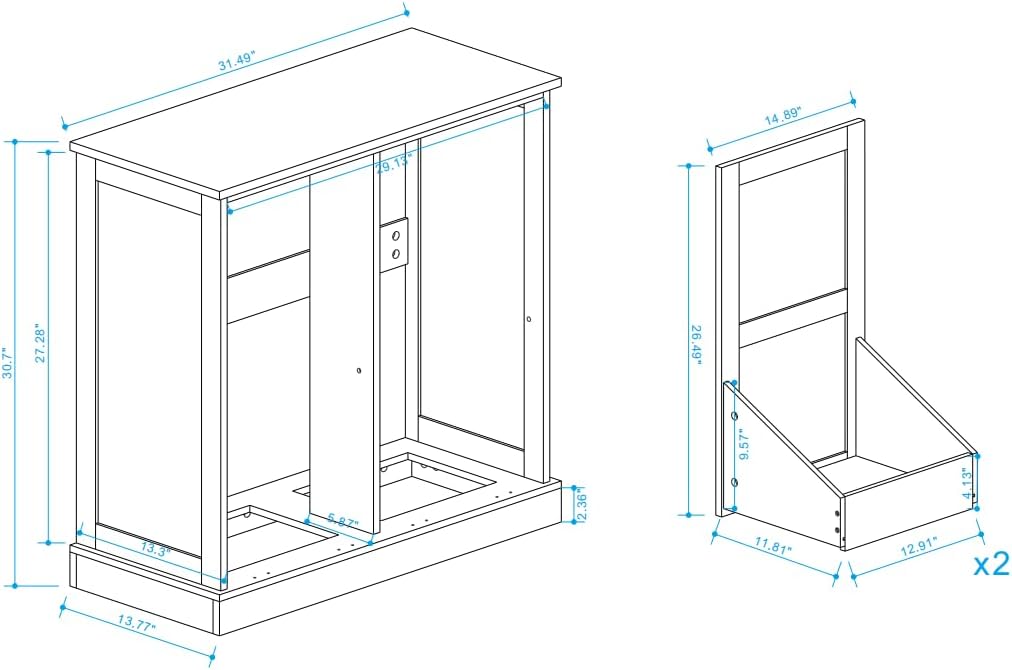 Laundry Hamper Cabinet with Removable Basket, Double Tilt Out Laundry Hamper, Wood Bathroom Storage, Free Standing
