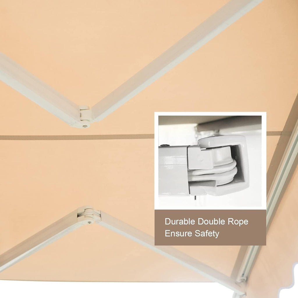 15'x10' Patio Awning Retractable Fully Assembled Manual Commercial Grade - Quality 100% 280G Ployester Window Door