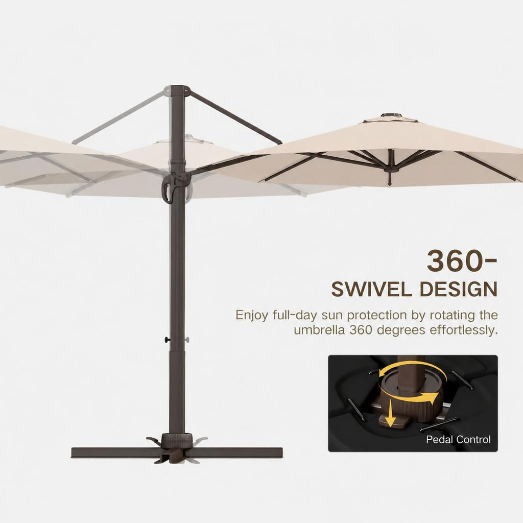 11ft Cantilever Offset Patio Umbrellas with Base Included, Large Round Aluminum Outdoor Pool Umbrella