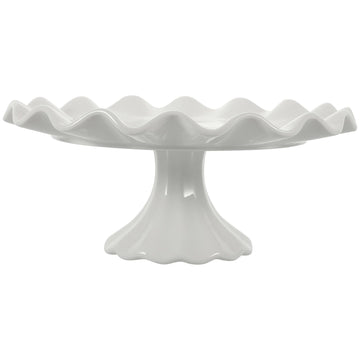 Ceramic Cake Stand White Decorative Dessert Display Plate Footed Wavy Edge Cake Stand for Snacks Cookies Fruit Salad