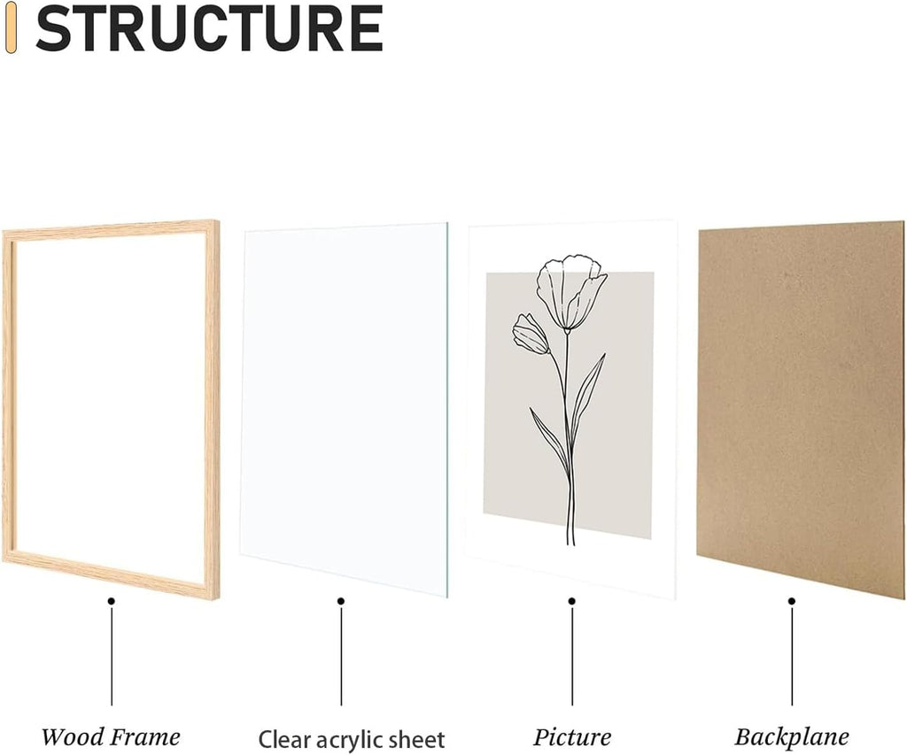 3 Piece Neutral Flower Framed Wall Art Beige Minimalist Floral Canvas Art Prints Boho Botanical Line Pictures Wall