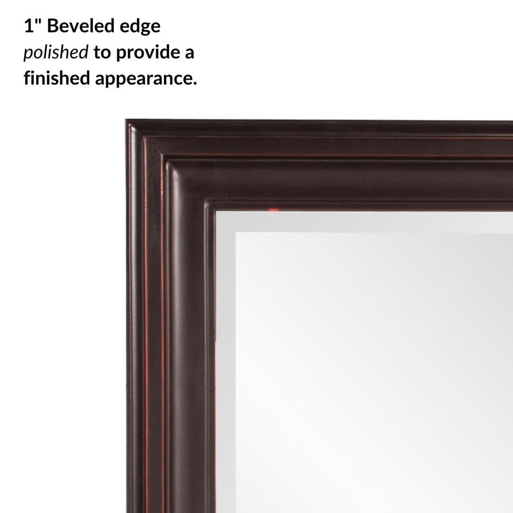 George Rectangular Oil Rubbed Bronze Wall Mirror, Rectangle Hanging Wood Framed Vanity Mirrors Decor, Living Room