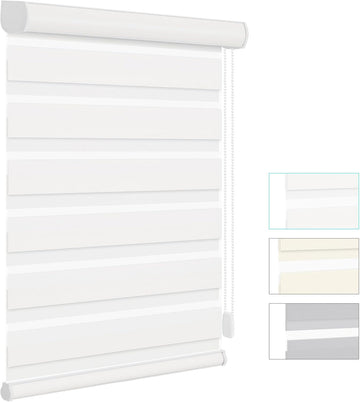 Custom Size Zebra Blinds for Indoor Windows, Free-Stop Light Filtering Corded Zebra Shades Dual Layer Sheer Privacy
