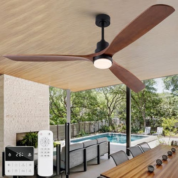 72 Inch Black + Walnut Ceiling Fan