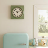 Vintage Wall Clock 1950s Style - Retro 50's Mid Century Square Wall Clocks Battery Operated for Kitchen Living Room