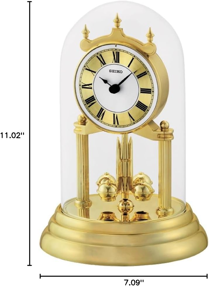 Anniversary Clock with Rotating Pendulum - Gold, 28 x 18 x 19 cm