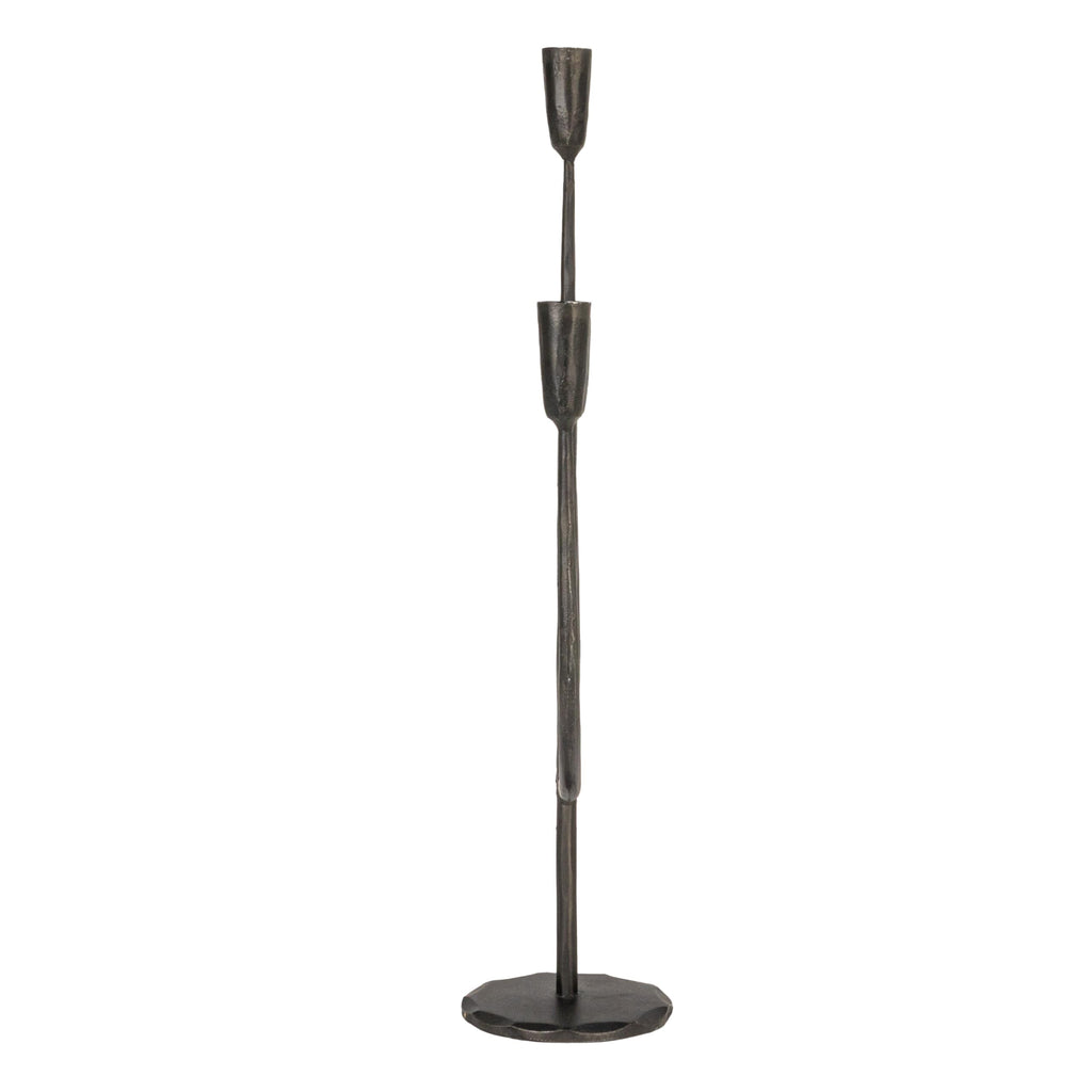 Tall Artisanal Metal Candelabra, Black