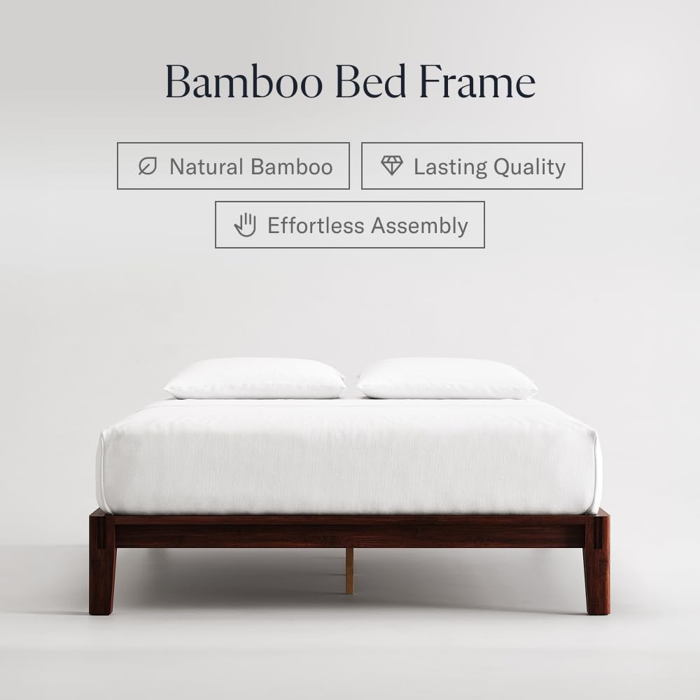 Bamboo Platform Bed Frame, Cal King, Walnut, 12" Height