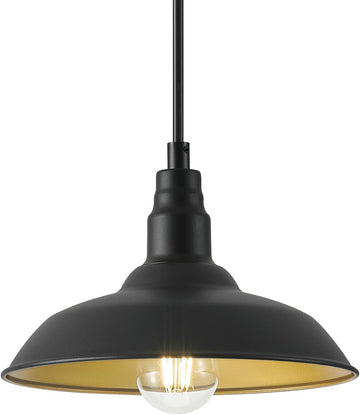 Farmhouse Pendant Lights with 10 Inch Dome, Barn Style Ceiling Mounted Light Fixture for Kitchen, Dinning Room