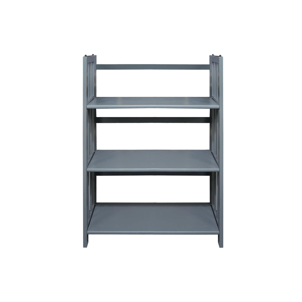 3-Shelf Folding Stackable Bookcase (27.5" Wide)-Slate Gray