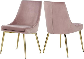 Modern, Contemporary Velvet Upholstered Dining Chair with Sturdy Metal Legs, Set of 2, 19.5" W x