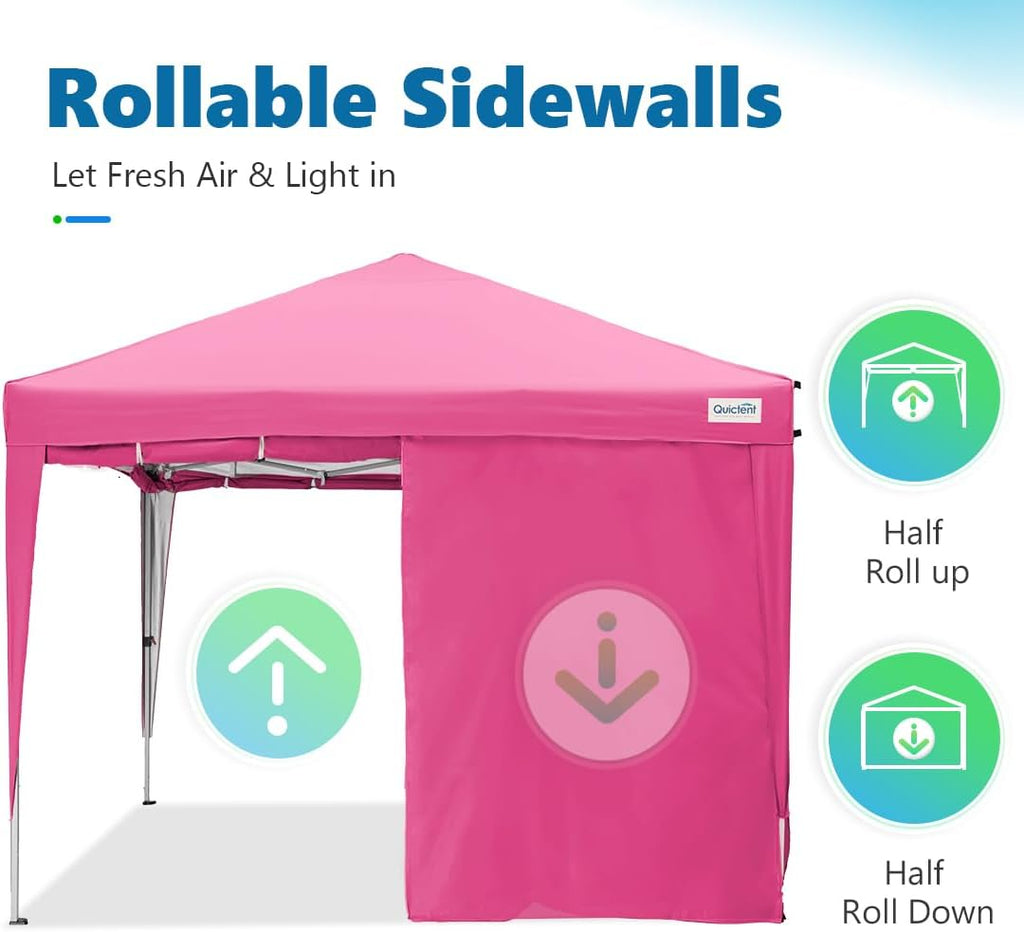 Easy Pop up Canopy Tent 10'x10' with 4 Detachable Window Sidewalls, One Person Setup