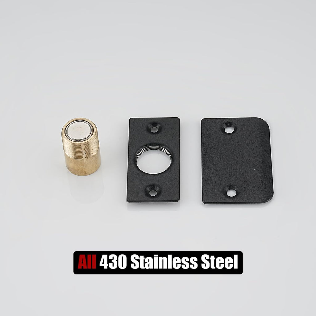 Closet Magnetic Door Ball Catch Hardware, 430 Stainless Steel Catch Adjustable with Strike Plate, Black Finish 2 Pack