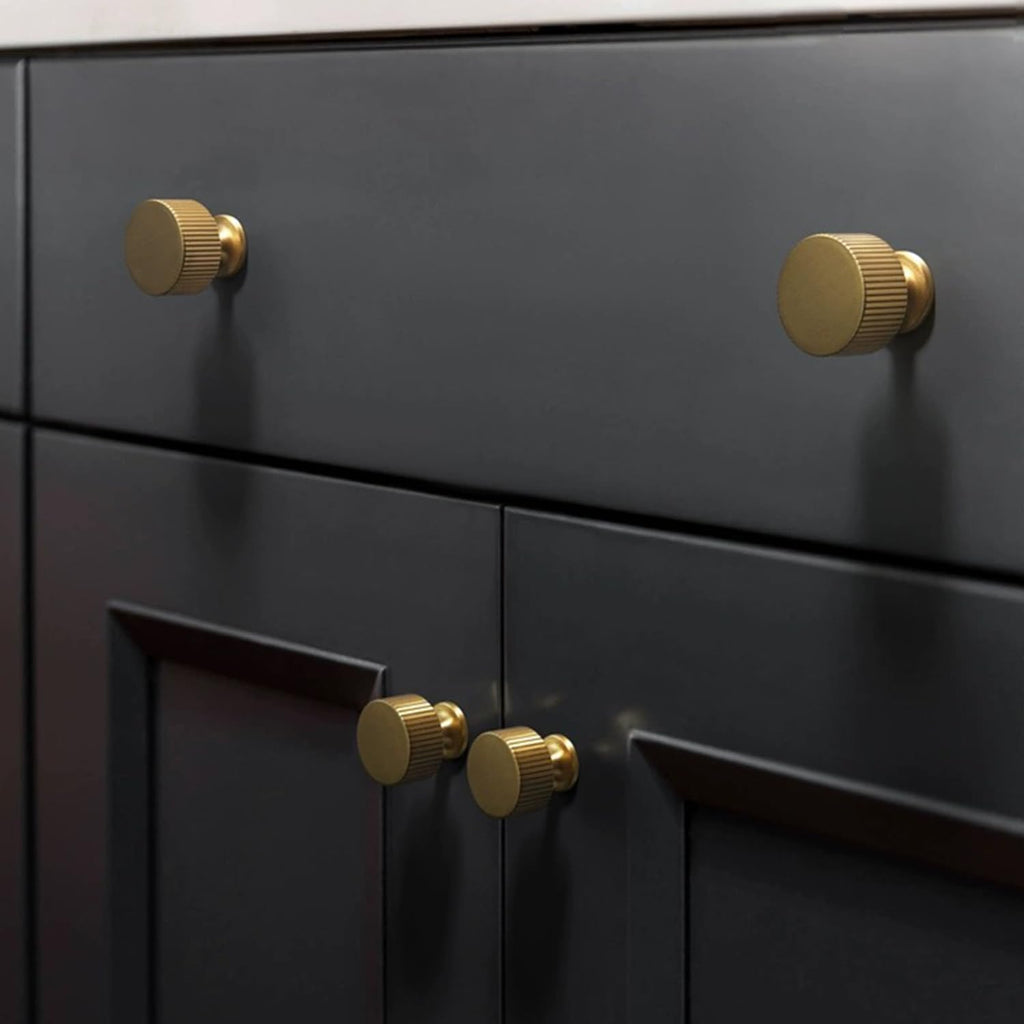 6pcs Solid Brass Cabinet Knobs Pulls Cabinet Drawer Dresser Gold Knobs Modern Handles (1"x1"/25mmx25mm),Brushed Brass