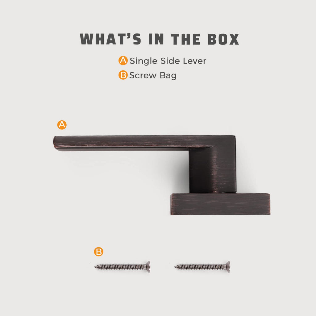 8 Pack Dummy Lever Door Handles, Oil Rubbed Bronze Interior Door Levers Modern Square Door Handles, Reversible for
