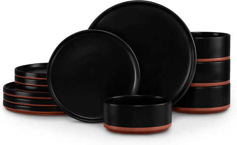 12 Pieces Porcelain Dinnerware Sets, Premium Plates and Bowls Set, High-Fired Ceramic Dishes Set for 4