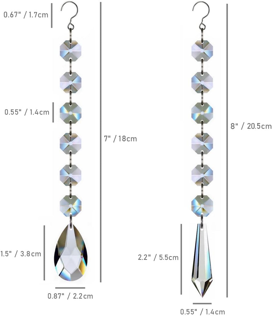Teardrop Crystals Garland 12 Strands, Hanging Chandelier Crystals Clear - 38mm/55mm Glass Beads Chain for Decoration