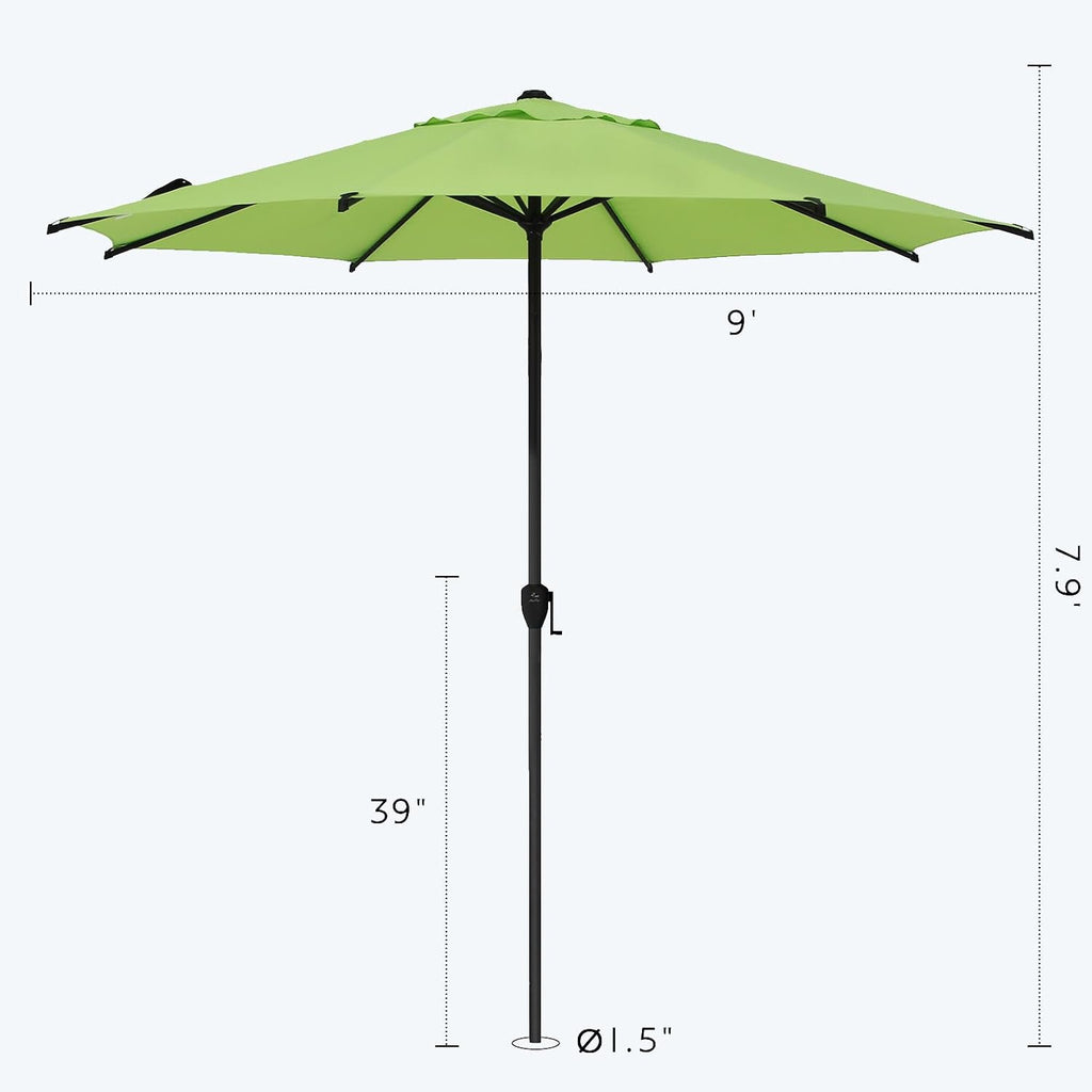 9FT Lyon Outdoor Patio Umbrella Outdoor Table Umbrella with Crank Market Umbrella 8 Sturdy Ribs UV Protection - Lime