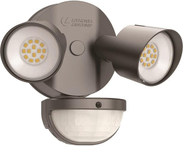 HomeGuard 2-Light LED Outdoor Flood Lights, Motion Sensor | Dark Bronze Motion Sensor Outdoor Lights with Dusk to