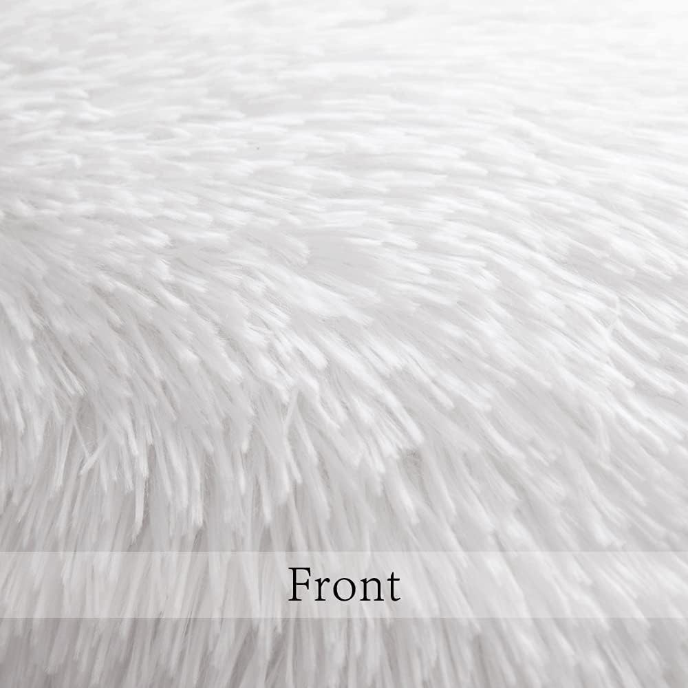 Pack of 2 White Throw Pillow Covers Luxury Fluffy Pillows Faux Fur Decorative Pillows Plush Cushion Case Fuzzy