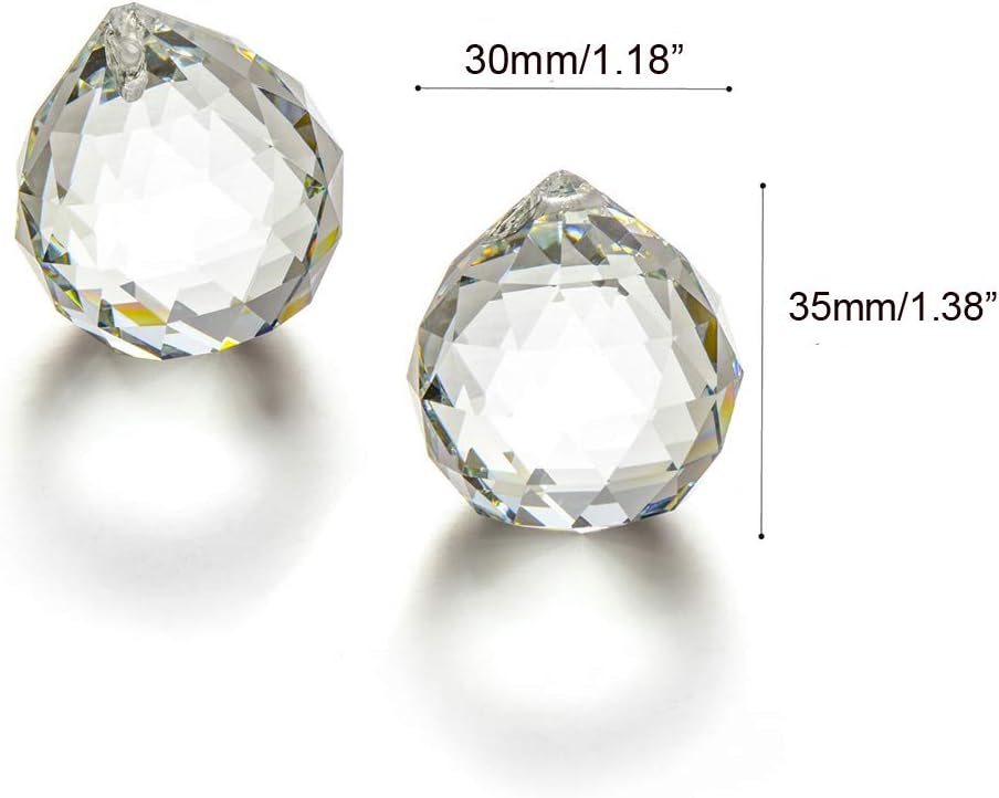 Crystal Prism Ball Window Suncatcher Rainow Maker 30mm/1.18 inches with Chain for Easy Hanging Pack of 3