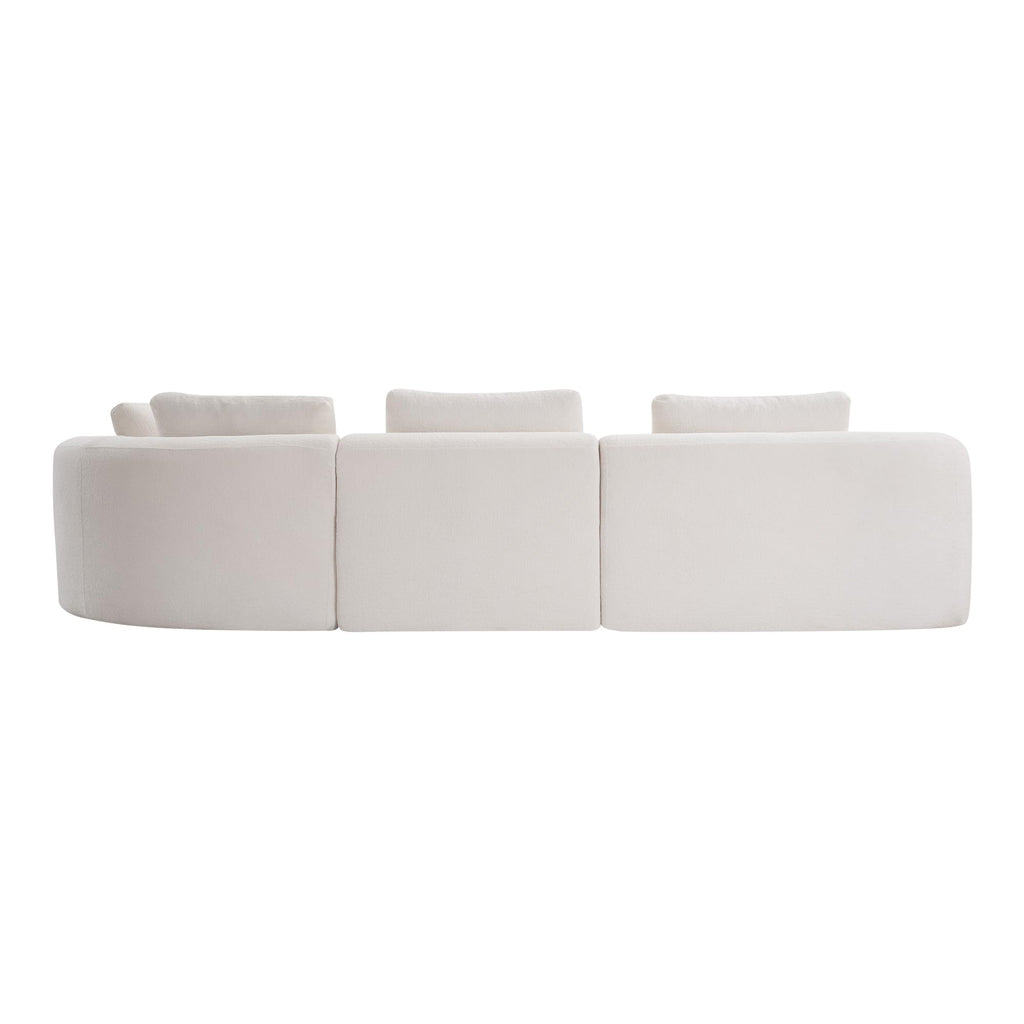 136.9" Curved Modular Boucle Sectional Sofa, 7 Seats, White