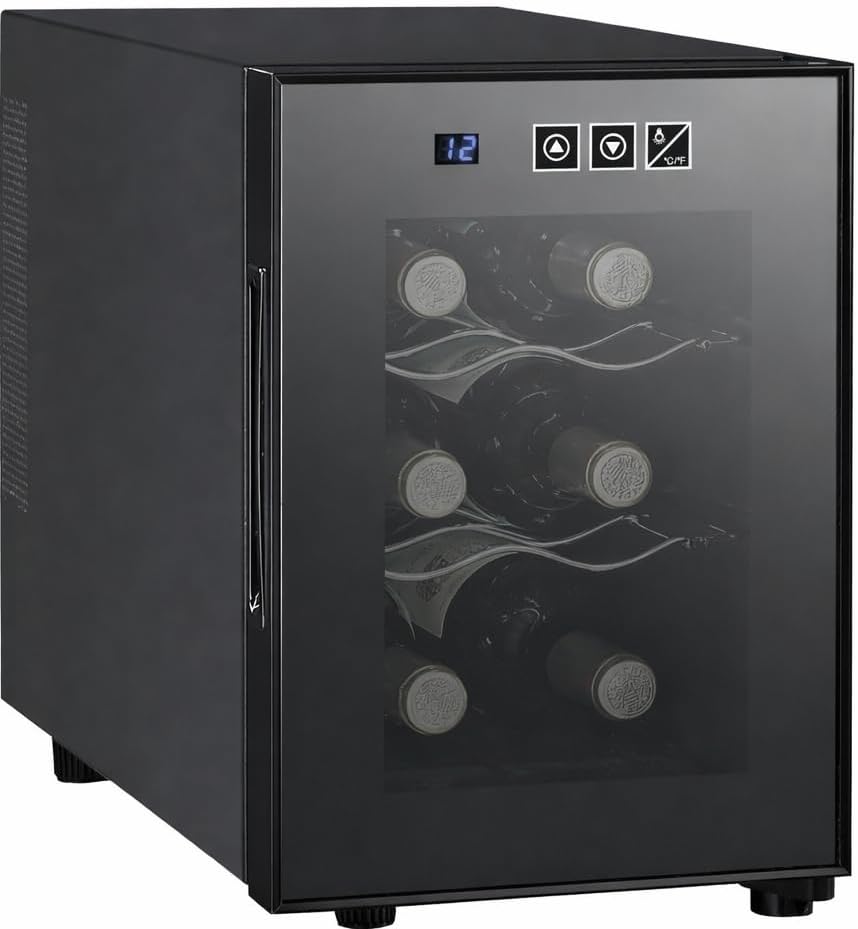 6 Bottle Wine Fridge - Freestanding Wine Cooler with Glass Door, 0.6 cu ft (16 L
