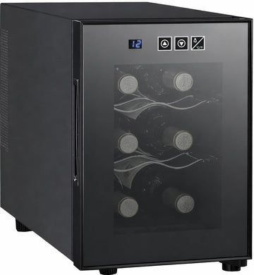 6 Bottle Wine Fridge - Freestanding Wine Cooler with Glass Door, 0.6 cu ft (16 L