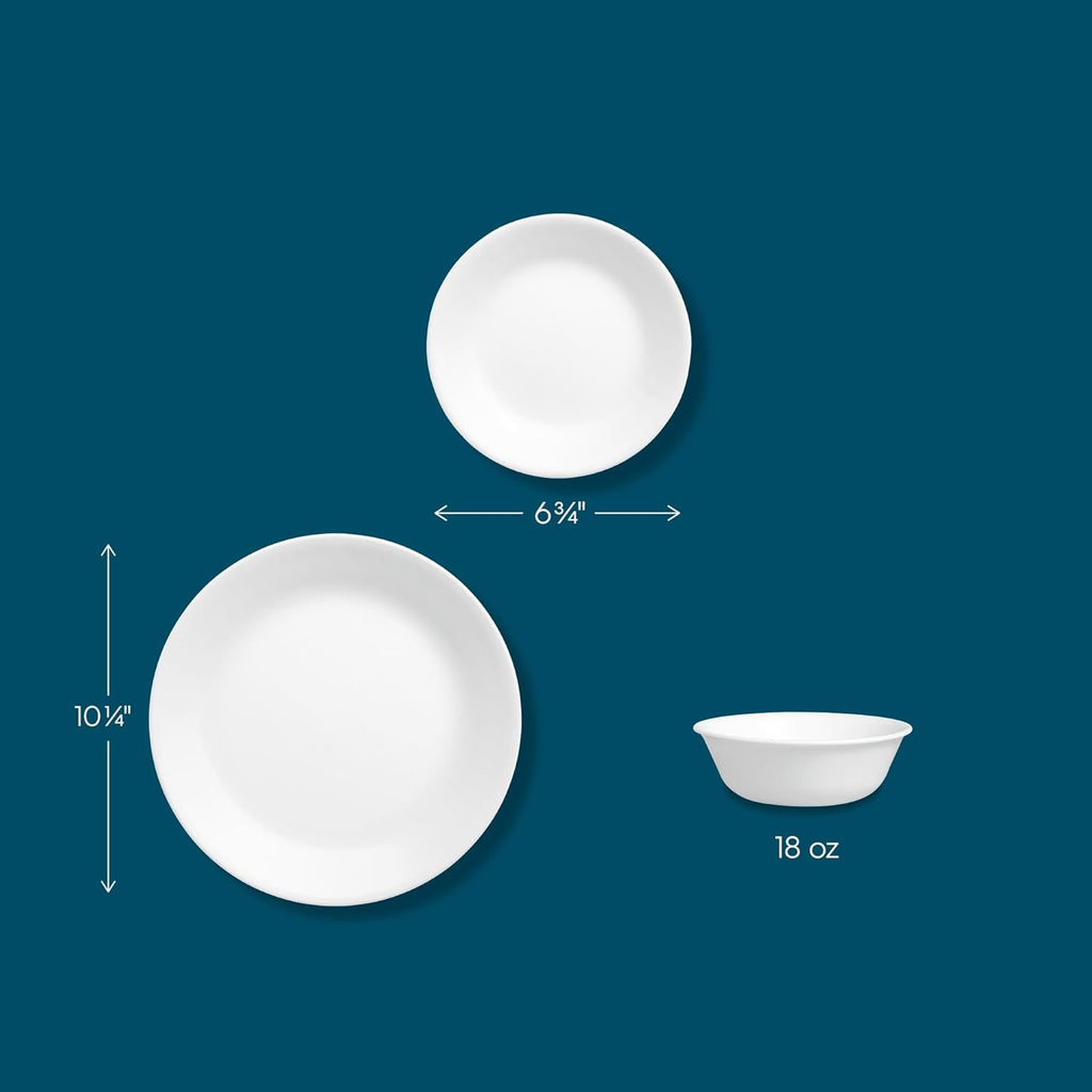 Vitrelle 18-Piece Service for 6 Dinnerware Set Triple Layer Glass and Chip Resistant