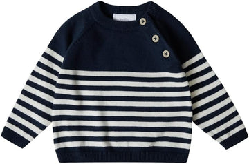 100% Cotton Knit Long Sleeve Sweater- Striped Baby Pullover for Toddlers, Boys, Girls- Unisex (0-4 Yrs)