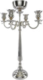 Silver Candelabra with Bowl – Elegant Nickel Finish, 4 Candle Holders & Floral Arrangement Bowl, Weddings, Events &