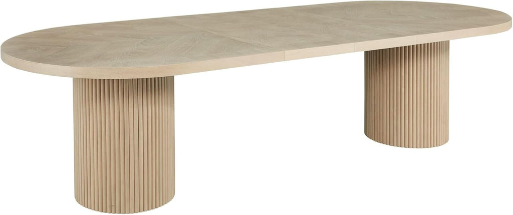Dobby 90"-123" Extendable Oval Wooden Mid Century Modern Dining Table with Double Pedestal Base, Oval Dining Table