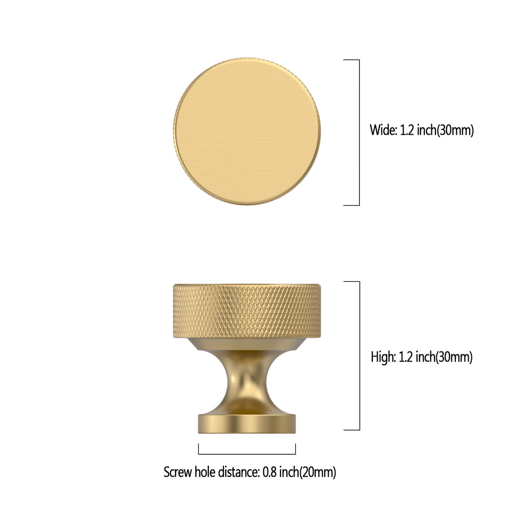 Champagne Bronze Knurled Cabinet Knobs Round Drawer Pulls 10 Pack