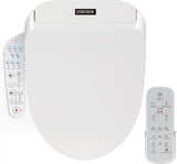 Electric Bidet Toilet Seat with Dual Control (Side Panel & Remote), Warm Water Wash, Heated Seat, Warm Air Dryer, LED Night Light, Fits Existing Toilets