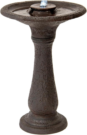 23.43" Tiered Freestanding Classic Bird Bath Outdoor Water Fountain Resin with Auto Shut-Off Pump, Garden Decor