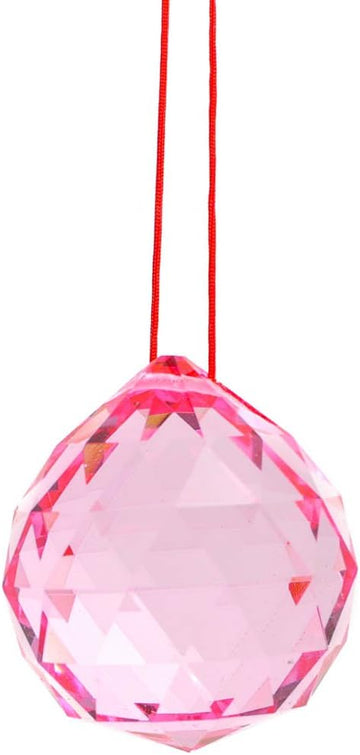 40mm Crystal Ball Prisms Pendant Feng Shui Suncatcher Decorating Hanging Faceted Prism Balls, Pink