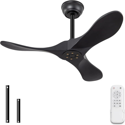 Inspired Maverick Style 36 Inch Solid Wood Black Ceiling Fan with Remote,Ceiling Fan no Light,6 Speeds,Noiseless,Reversible DC Motor,Modern Ceiling Fans without Lights for Bedroom Farmhouse Kids Room A101-B0DFTD9F71