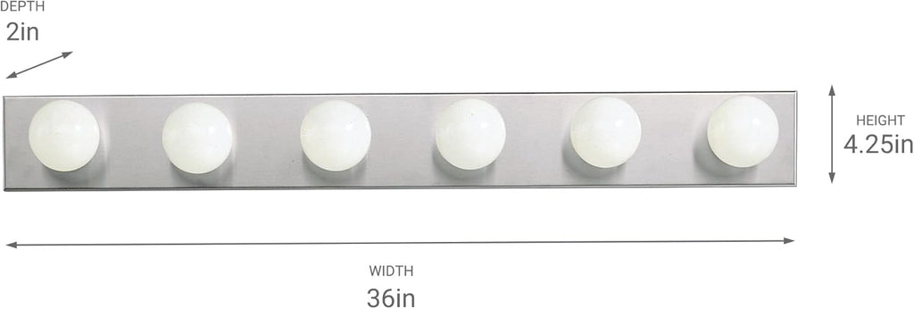 626NI 36" Bath Bar 6-Light Vanity Light Fixture with Brushed Nickel Finish over Mirror, Traditional Style Lighting