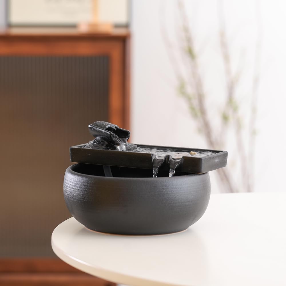 Ceramic Tabletop Fountain and Outdoor Table Desk Office Patio (Ceramic Fountain)