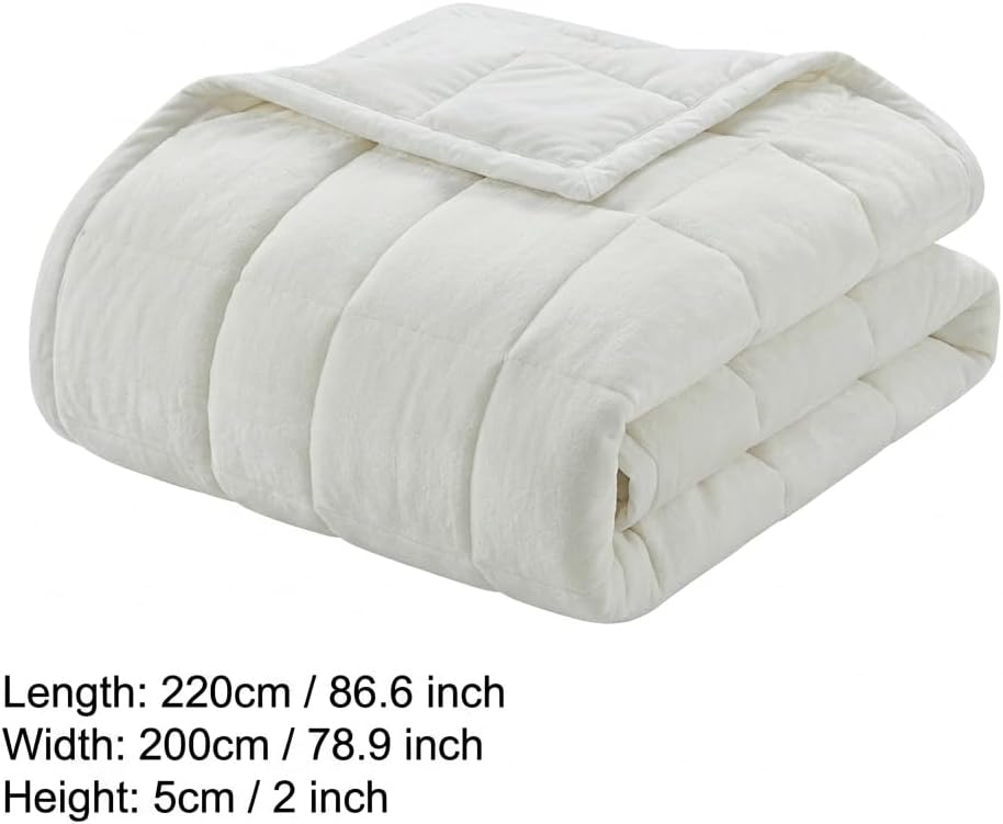 Cooling Weighted Blanket for Adults 15 lbs Queen Size, Reversible Smart Temperature Down Alternative Blanket, White