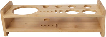 Bartender Kit Stand, Bartending Tool Storage Holder, Large Capacity Space Saving Wood Bar Tool Organizer with Tiered