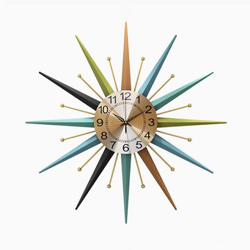 22 Inch Mid-Century Style Metal Crystal Wall Clock, Star-Shaped Silent Decorative Wall Clock, Suitable, Porch, Office