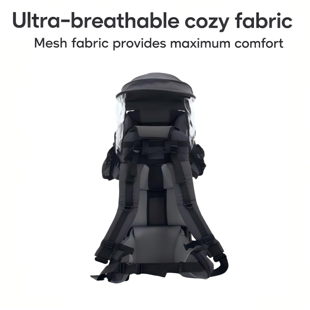 Carrier Backpack with Foldable Frame, Toddler Hiking Backpack with Adjustable Comfort Seat, Sun & Rain Canopy